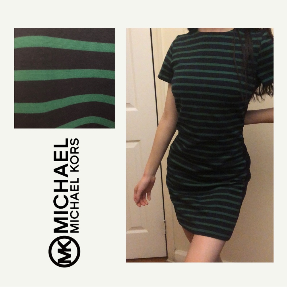 michael kors short sleeve striped dress